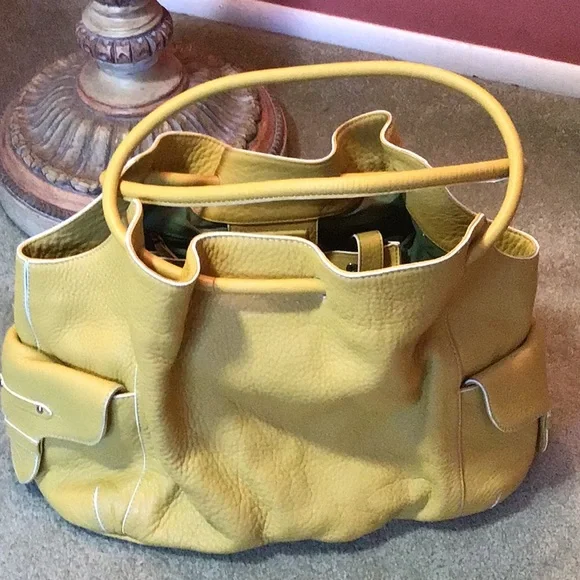 Vintage Cole Haan yellow pebble leather style handbag Excellent condition - Picture 5 of 6